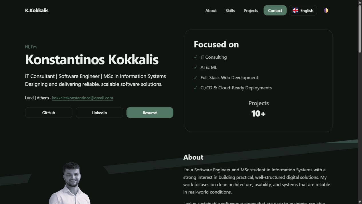 Αρχική σελίδα του portfolio του Κωνσταντίνου Κόκκαλη